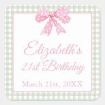 Coquette Pink Bow und Sage Gingham 21. Geburtstag