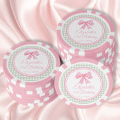 Coquette Pink Bow und Sage Gingham Birthday Pokerchips