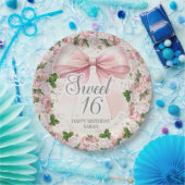 Coquette Pink Bow Vintag Sweet 16 Pappteller (Party)