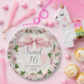 Coquette Pink Bow Vintag Sweet 16 Pappteller (Party)