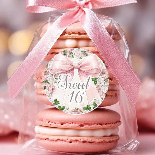 Coquette Pink Bow Vintag Sweet 16 Runder Aufkleber