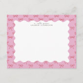 Coquette Pink Bow Wavy Border  Note card Einladung (Vorderseite)