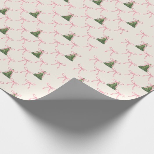 Coquette Pink Bow Weihnachtsbaum Geschenkpapier (Ecke)
