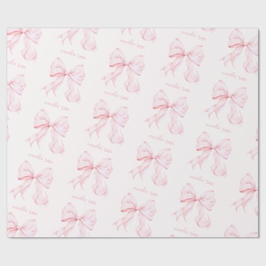 Coquette Pink Bow Wrapping Paper Geschenkpapier (Flach)
