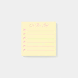 Coquette Pink Bow & Yellow Bullet Point To Do List Post-it Klebezettel