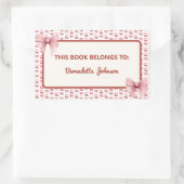 Coquette Pink Bow Zurück zum Buchzeichen der Schul Rechteckiger Aufkleber (Tasche)