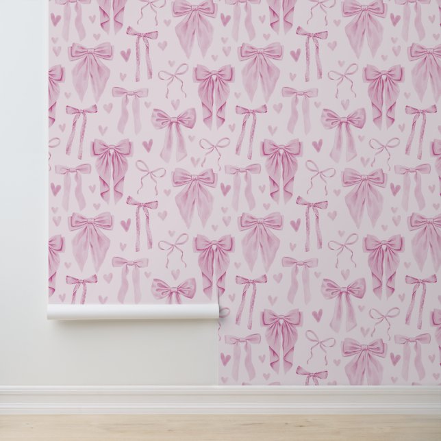 Coquette Pink Bows and Hearts on Soft Pink Tapete (Anwendung)