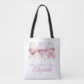 Coquette Pink Bows and Wine Bachelorette Tasche (Vorderseite)