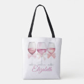 Coquette Pink Bows and Wine Bachelorette Tasche (Rückseite)