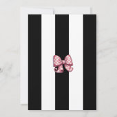 Coquette Pink Bows Black Stripe Baby Dusche Einladung (Rückseite)