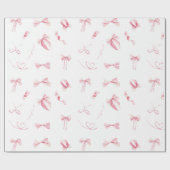 Coquette Pink Bows Gift Wrapping Paper Aesthetic Geschenkpapier (Flach)