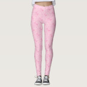 Coquette Pink Bows Handgezeichnetes Muster Leggings (Vorderseite)