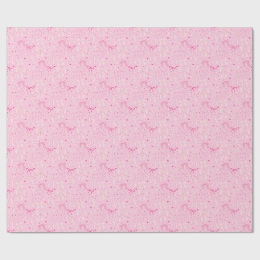 Coquette Pink Bows & Hearts Geschenkpapier (Flach)