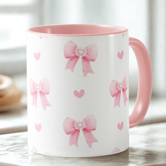 Coquette Pink Bows & Hearts Tasse