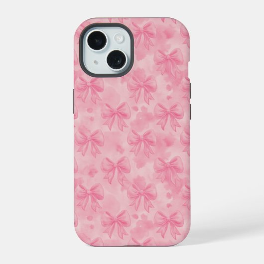 Coquette Pink Bows iPhone 15 Hülle (Rückseite)