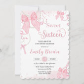 Coquette Pink Bows Pearls 16 . Geburtstag Geburtst Einladung (Vorderseite)