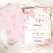 Coquette Pink Bows Pearls Sweet Fünfzehn Geburtsta Einladung