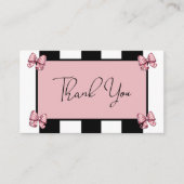 Coquette Pink Bows Stripe Baby Dusche Vielen Dank Begleitkarte (Vorderseite)