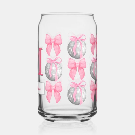 Coquette Pink Bows und Disco Ball Geschenk für sie Dosenglas (Rückseite)