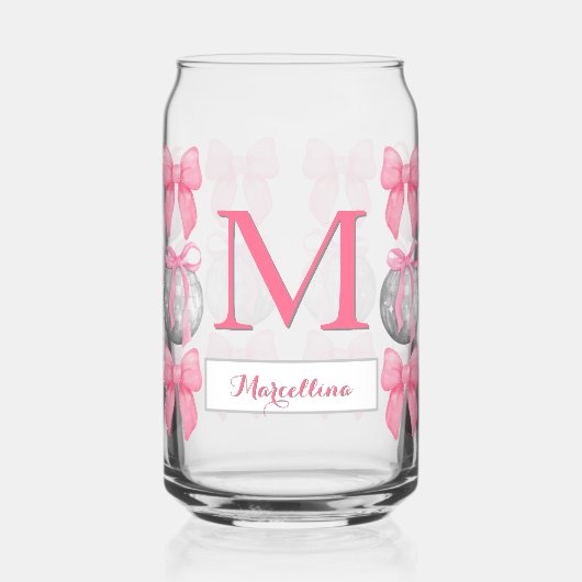 Coquette Pink Bows und Disco Ball Geschenk für sie Dosenglas (Links)