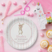 Coquette Pink Bunny Birthday Party Paper Plates Pappteller (Party)