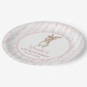 Coquette Pink Bunny Birthday Party Paper Plates Pappteller (Schrägansicht)
