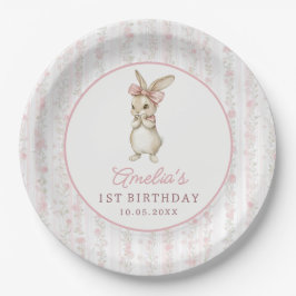 Coquette Pink Bunny Birthday Party Paper Plates Pappteller