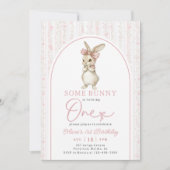 Coquette Pink Bunny Rabbit 1st Birthday Invitation Einladung (Vorderseite)