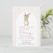 Coquette Pink Bunny Rabbit 1st Birthday Invitation Einladung (Stehend Vorderseite)