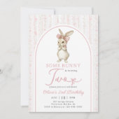 Coquette Pink Bunny Rabbit 2nd Birthday Invitation Einladung (Vorderseite)