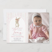 Coquette Pink Bunny Rabbit 2nd Birthday Invitation Einladung (Vorderseite)