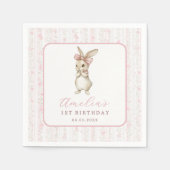 Coquette Pink Bunny Rabbit Birthday Napkins Serviette (Vorderseite)
