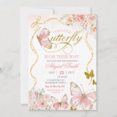Coquette Pink Butterfly Baby Shower Einladung (Vorderseite)