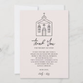 Coquette Pink Chapel Wedding Photo Dankeskarte (Vorderseite)