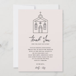 Coquette Pink Chapel Wedding Photo Dankeskarte