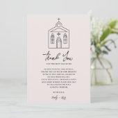 Coquette Pink Chapel Wedding Photo Dankeskarte (Stehend Vorderseite)