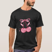 Coquette Pink Cherry Bow Ästhetische Niedliche Tre T-Shirt (Vorderseite)