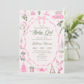 Coquette Pink Christmas Baby Shower Invitation Einladung (Stehend Vorderseite)