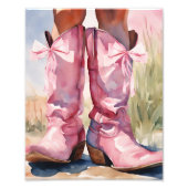 Coquette Pink Cowgirl Stiefel Fotodruck (Vorne)