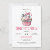 Coquette Pink Cupcake Weihnachts-Party Einladung (Vorderseite)