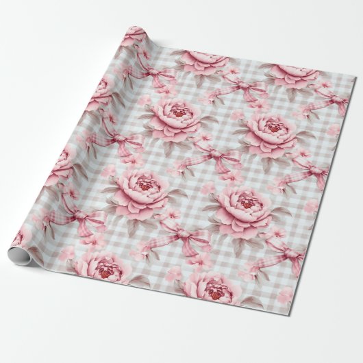 Coquette Pink Floral Geschenkpapier (Ungerollt)