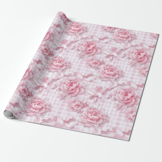 Coquette Pink Floral Geschenkpapier (Ungerollt)