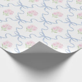 Coquette Pink Forget-Me-Nots Blue Bow Trellis Geschenkpapier (Ecke)
