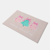 Coquette Pink Frohe Weihnachtsmatte Fußmatte (Schrägansicht)