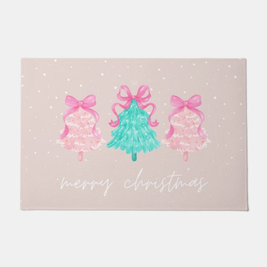 Coquette Pink Frohe Weihnachtsmatte Fußmatte (Vorderseite)