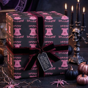 Coquette Pink Geist Frohes Halloween Digitale Kuns Geschenkpapier