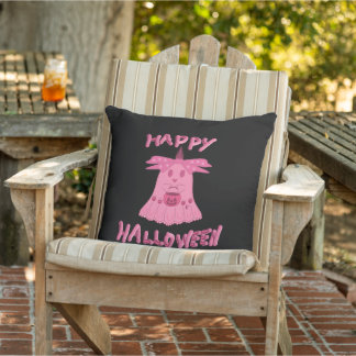 Coquette Pink Ghost Frohes Halloween Digital Art Kissen