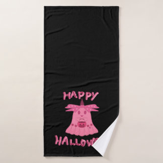 Coquette Pink Ghost Frohes Halloween Digitale Kuns Badehandtuch