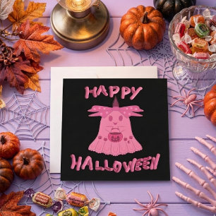Coquette Pink Ghost Frohes Halloween Digitale Kuns Karte