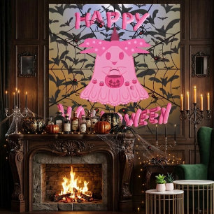Coquette Pink Ghost Frohes Halloween Digitale Kuns Leinwanddruck